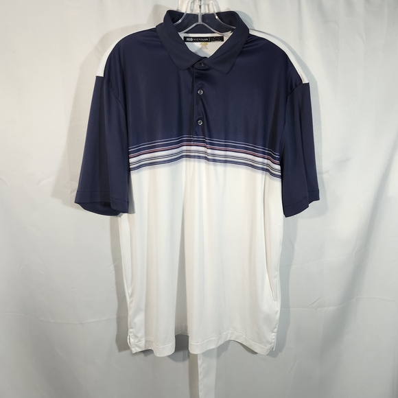 Greg Norman Collection Other - Greg Norman Collection Navy and White Striped Polo